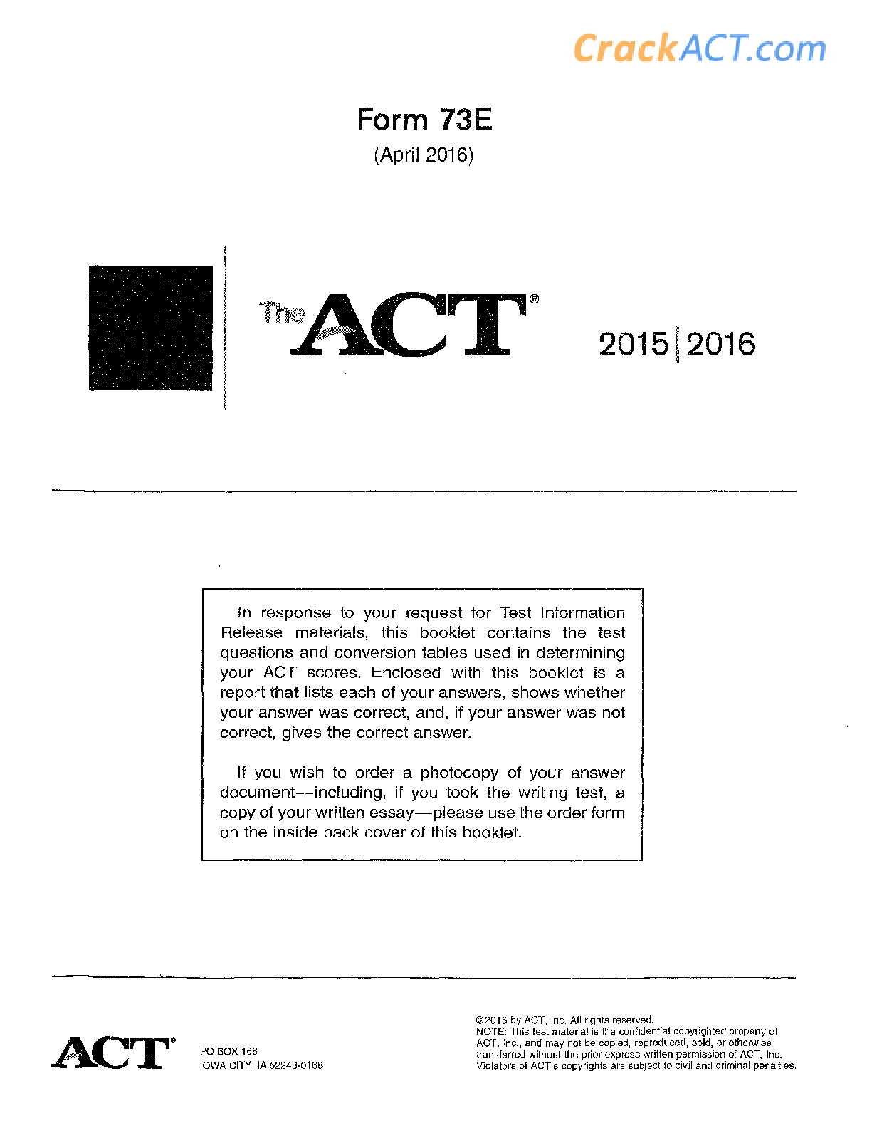 Preview of ACT ANSWERED PAST PAPER 7